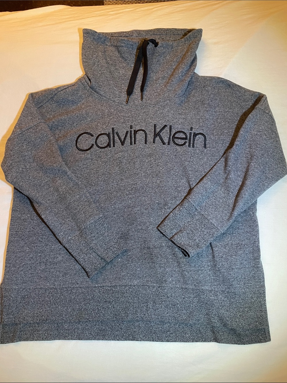 Calvin Klein Heather Gray Funnel Neck Logo Sweater